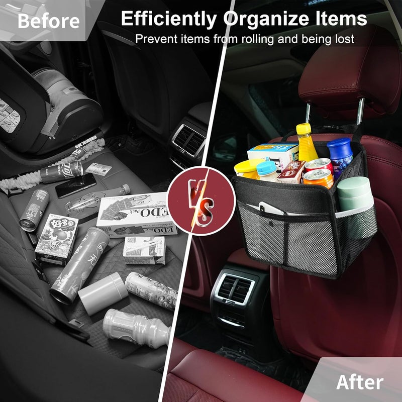 Uplien Car Back Seat Organizer and Storage Bag, Premium 1680D Oxford Cloth Collapsible Universal Hanging Car Seat Back Organizer for Kids & Adults - Image 4